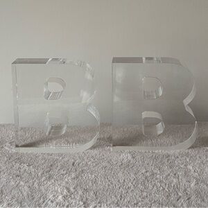 Two Clear Acrylic Letter "B" Decor